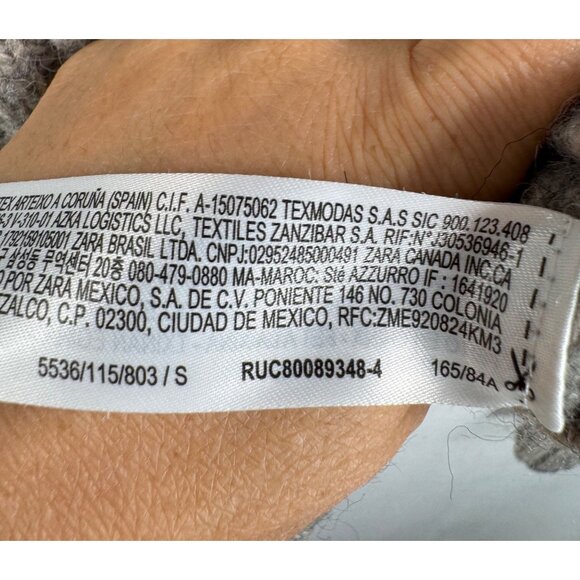 Zara grey mark ribbed wool blend sweater preppy Y2K sz S - Picture 4 of 7